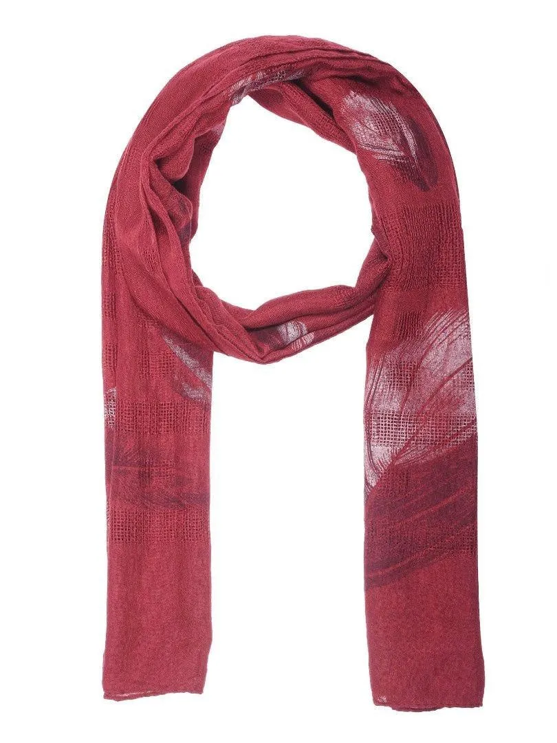 FabSeasons Premium Maroon Printed Cotton Scarf for Summer & Winter