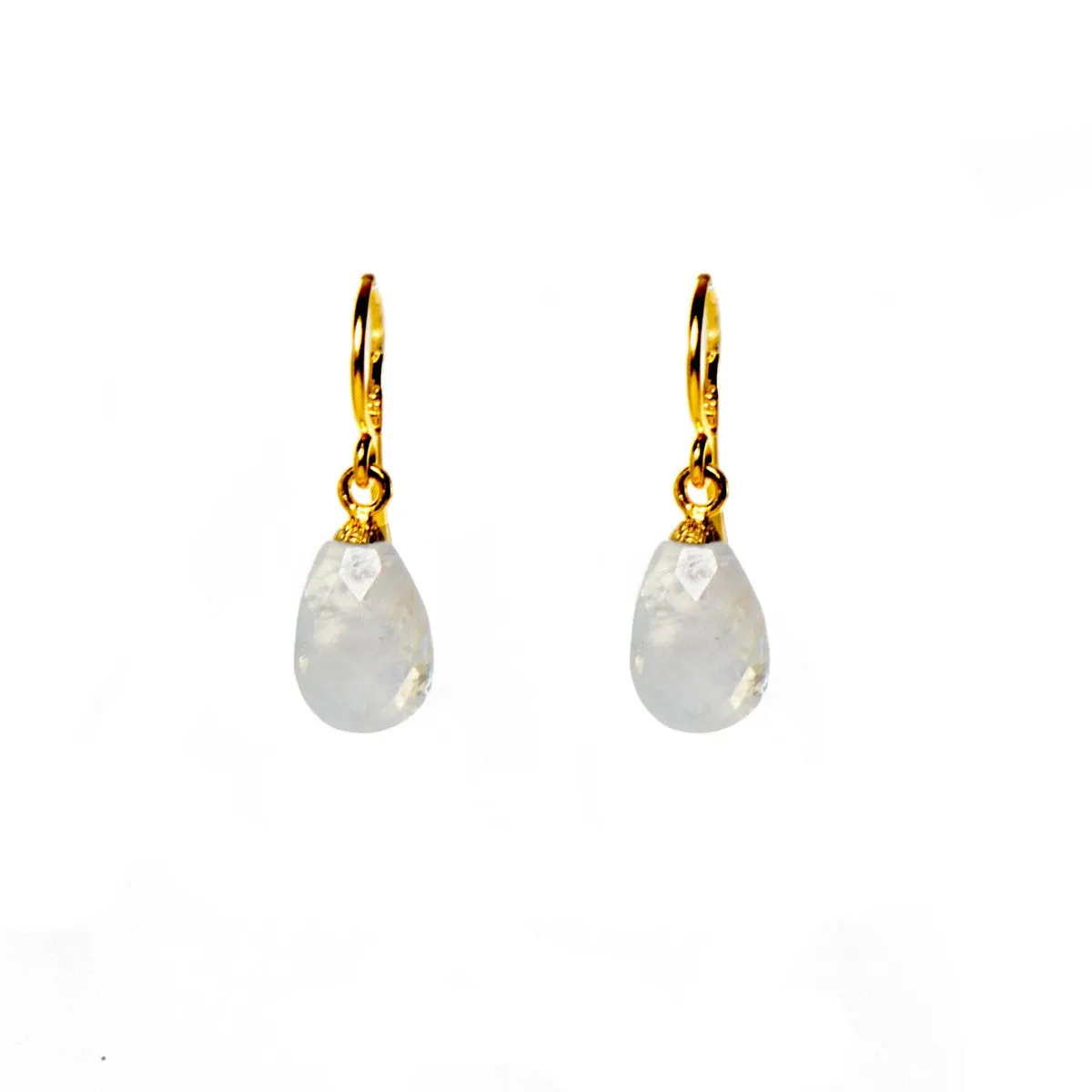 Faceted Rainbow Moonstone 24K Gold Vermeil Earrings