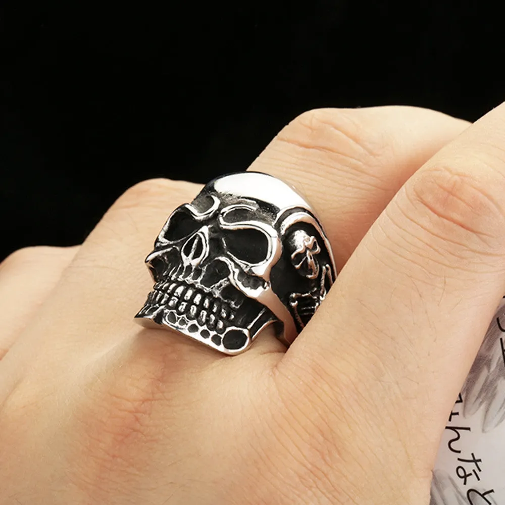 Fashion Ring Stainless Steel Rings For Man Big Tripple Skull Ring Punk Biker Jewelry