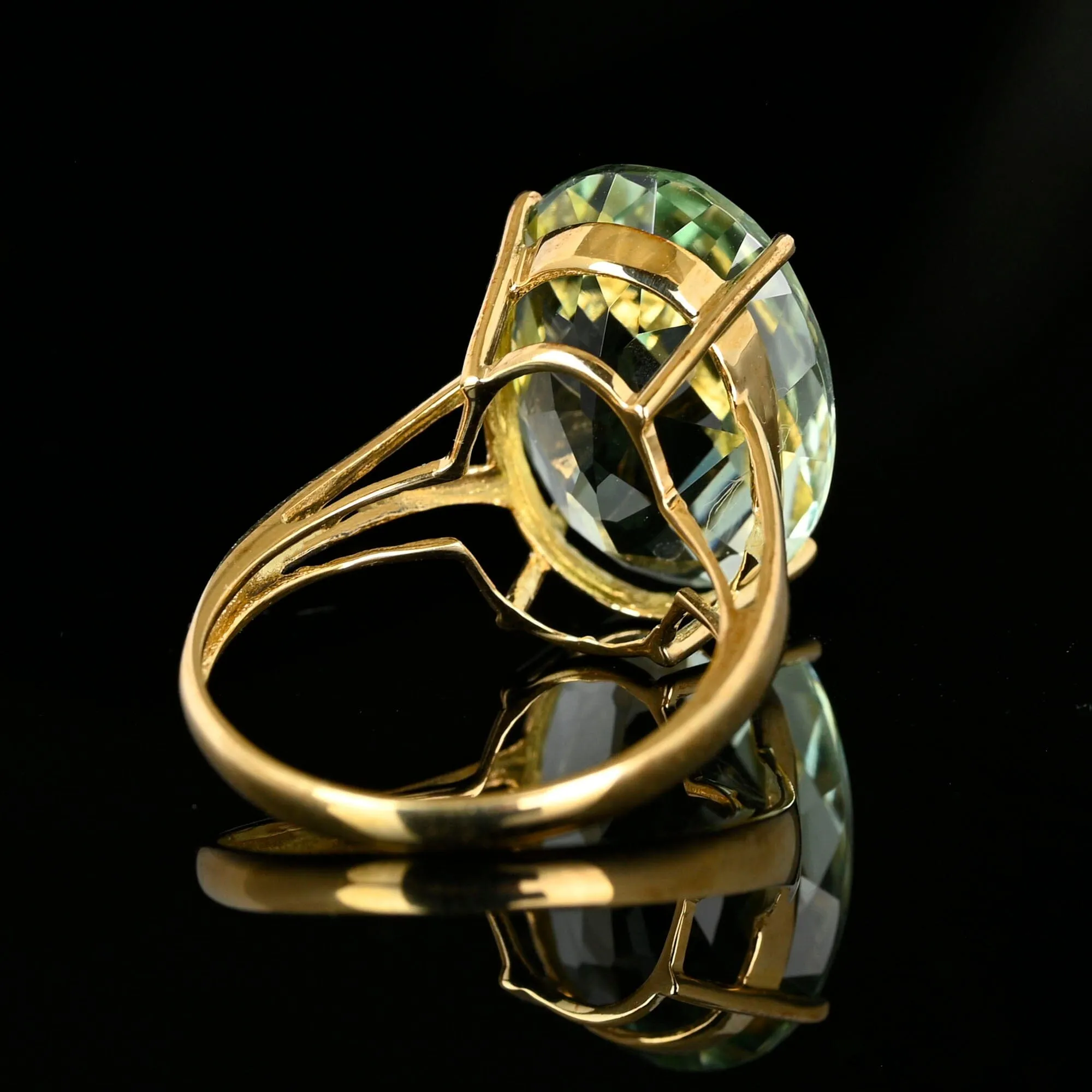 Fine 14K Gold Vintage 10 CTW Green Prasiolite Ring