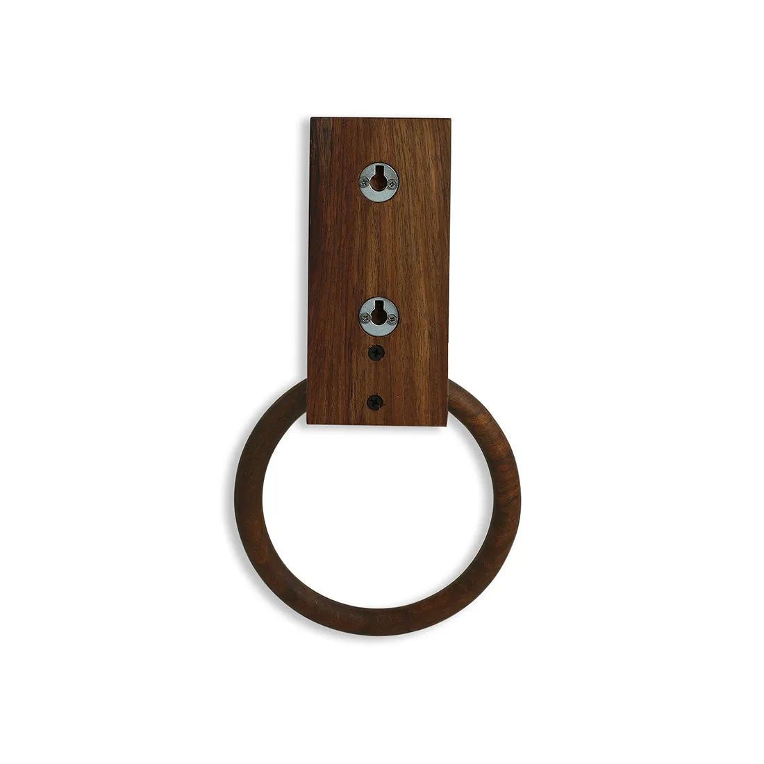 'Floral Block' Hand Carved Sheesham Wood Towel Ring Holder