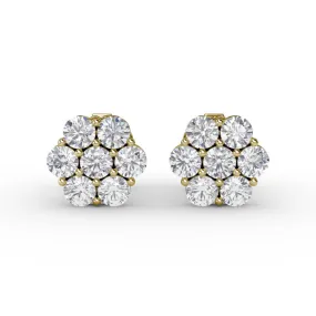 Floral Diamond Stud Earrings