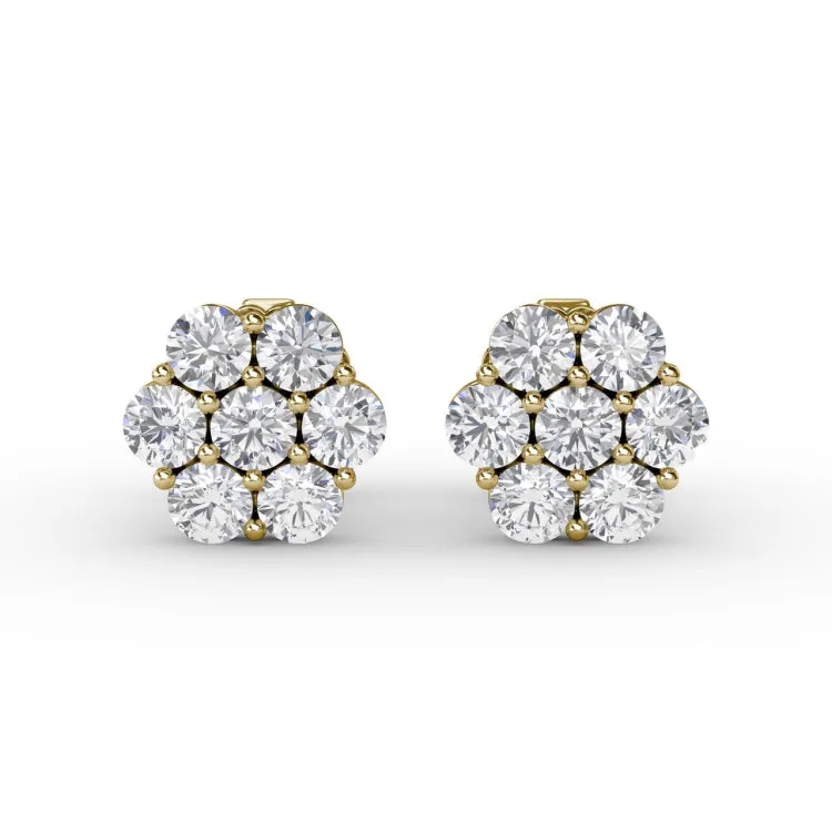 Floral Diamond Stud Earrings