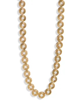 Fluted Diamond Eternity Yellow Gold Necklace