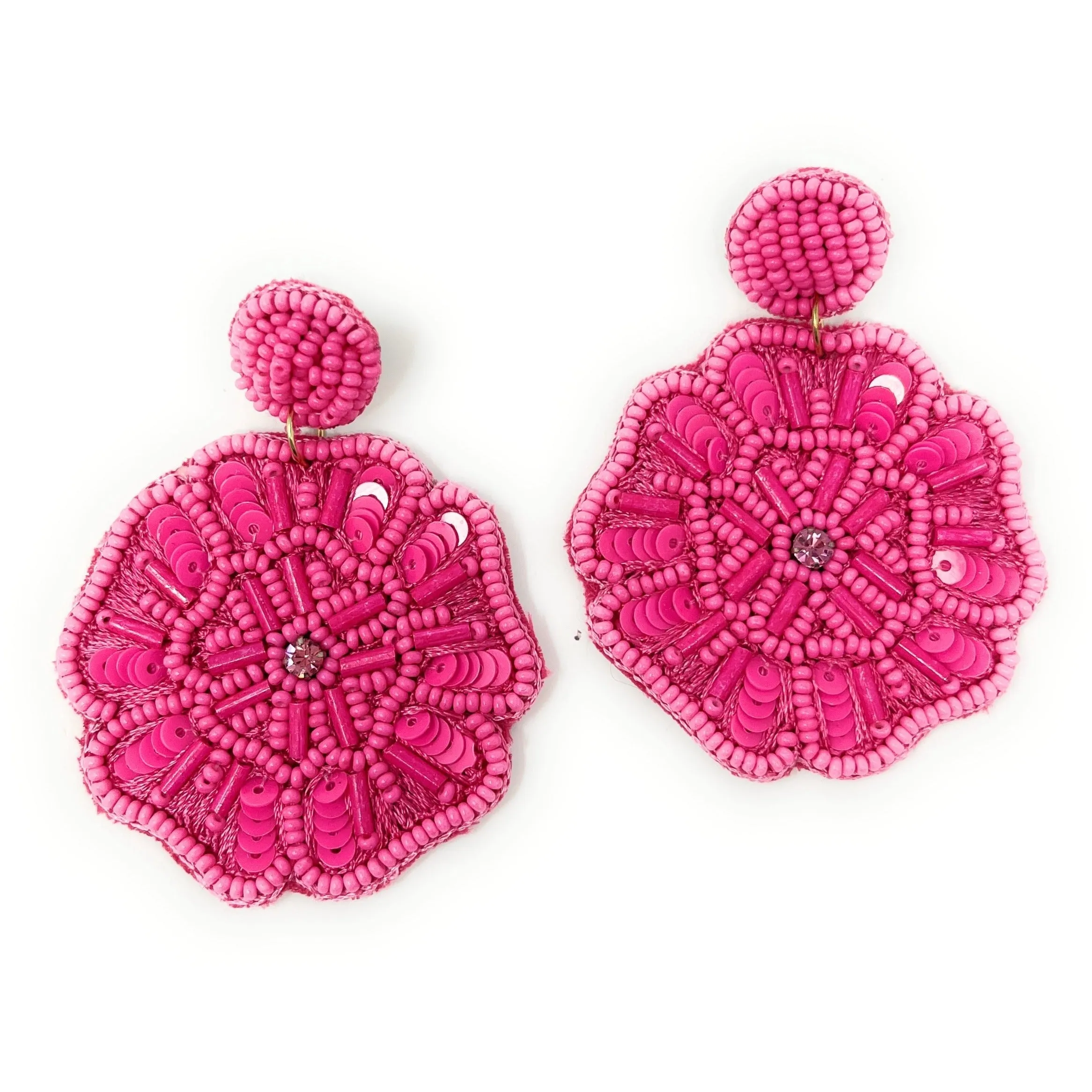 Fuchsia Beaded Earrings