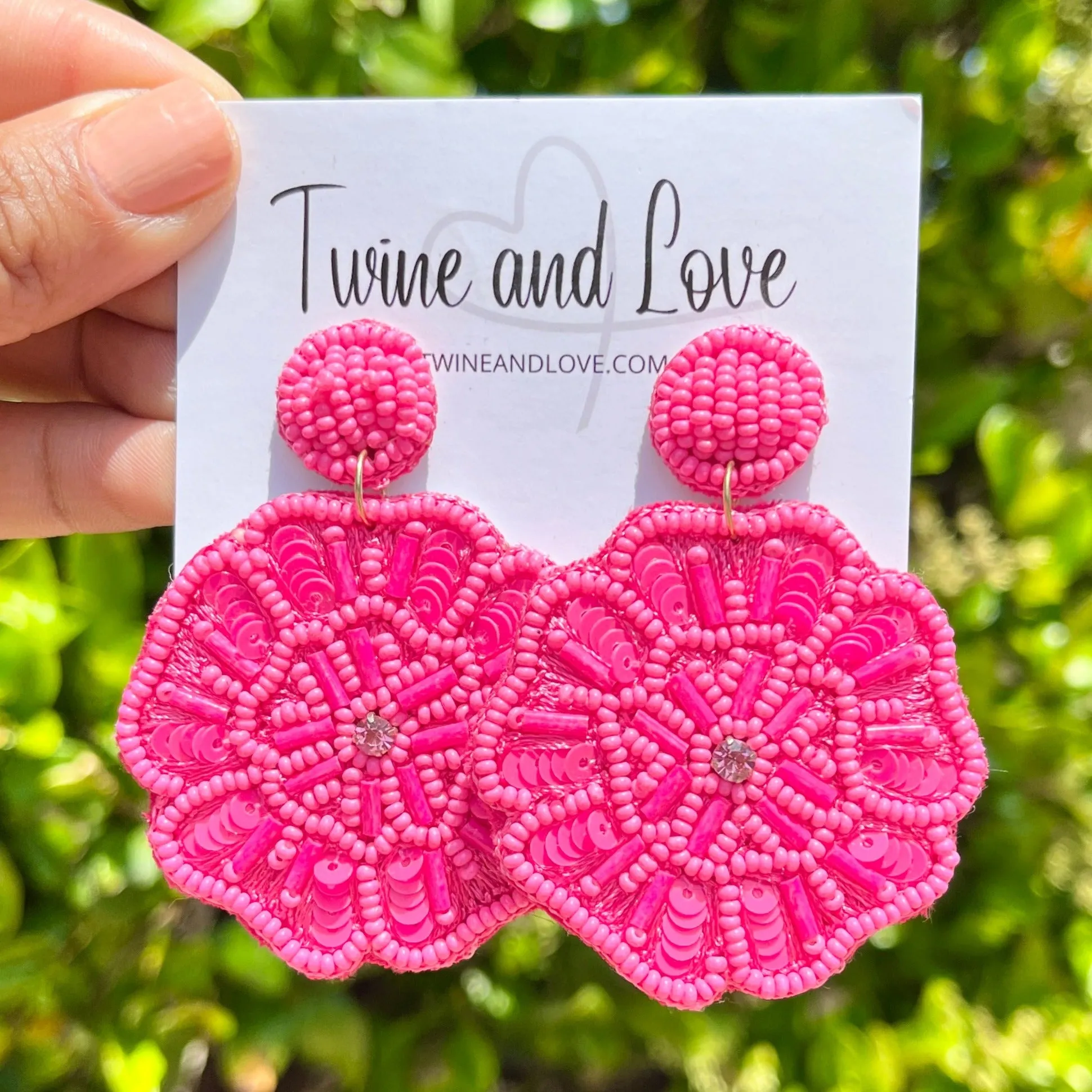 Fuchsia Beaded Earrings