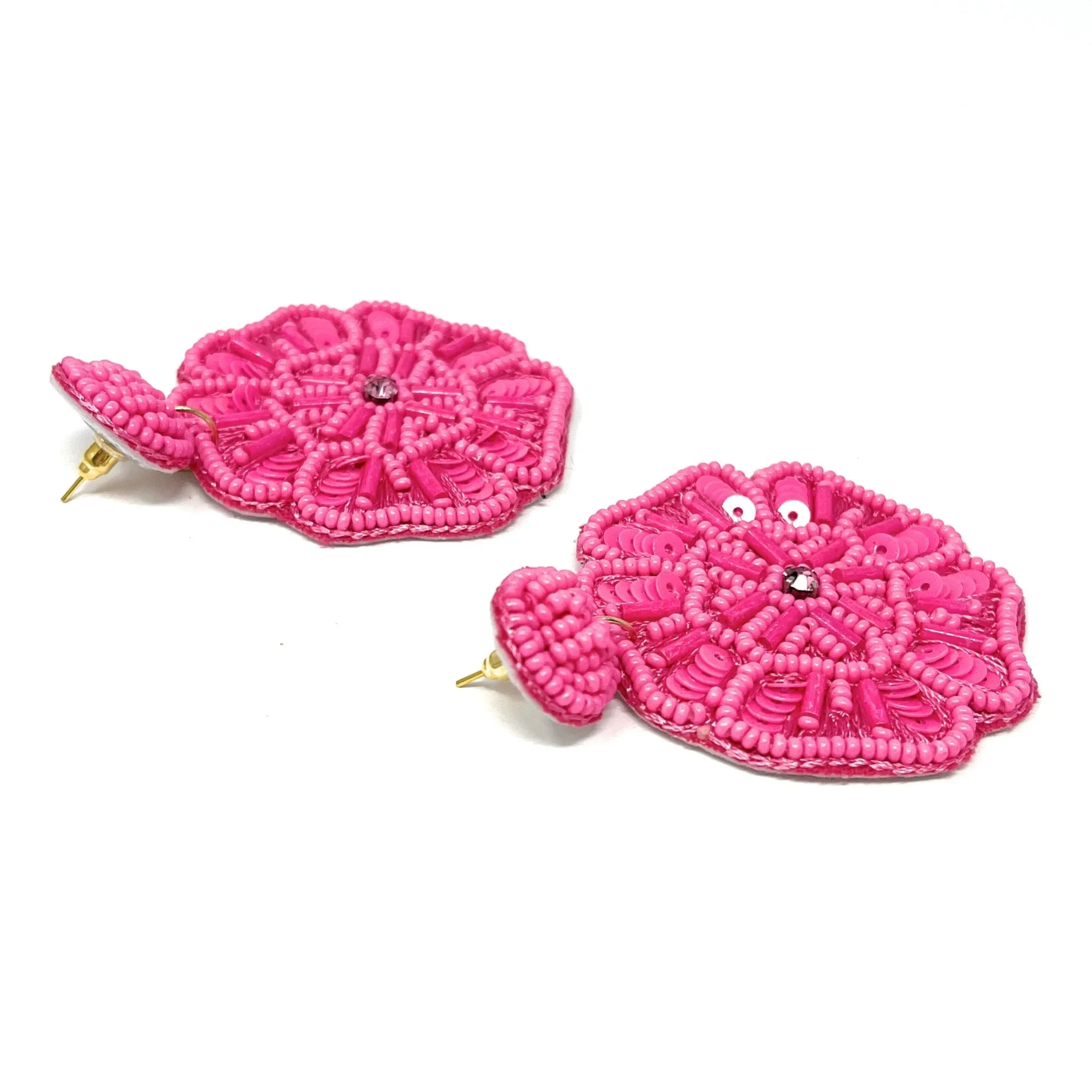 Fuchsia Beaded Earrings