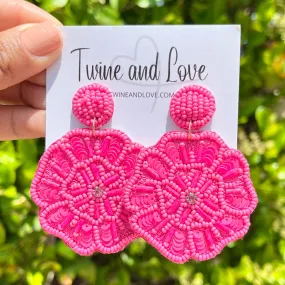 Fuchsia Beaded Earrings