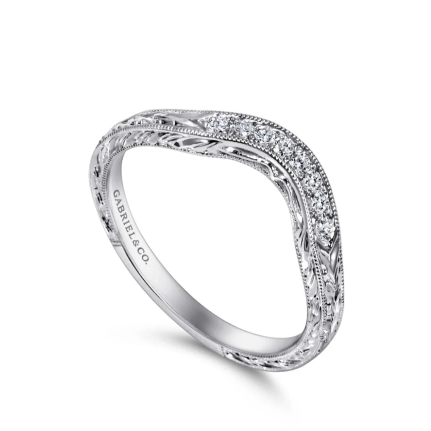 Gabriel & Co. "Girasol" Curved Diamond Wedding Band