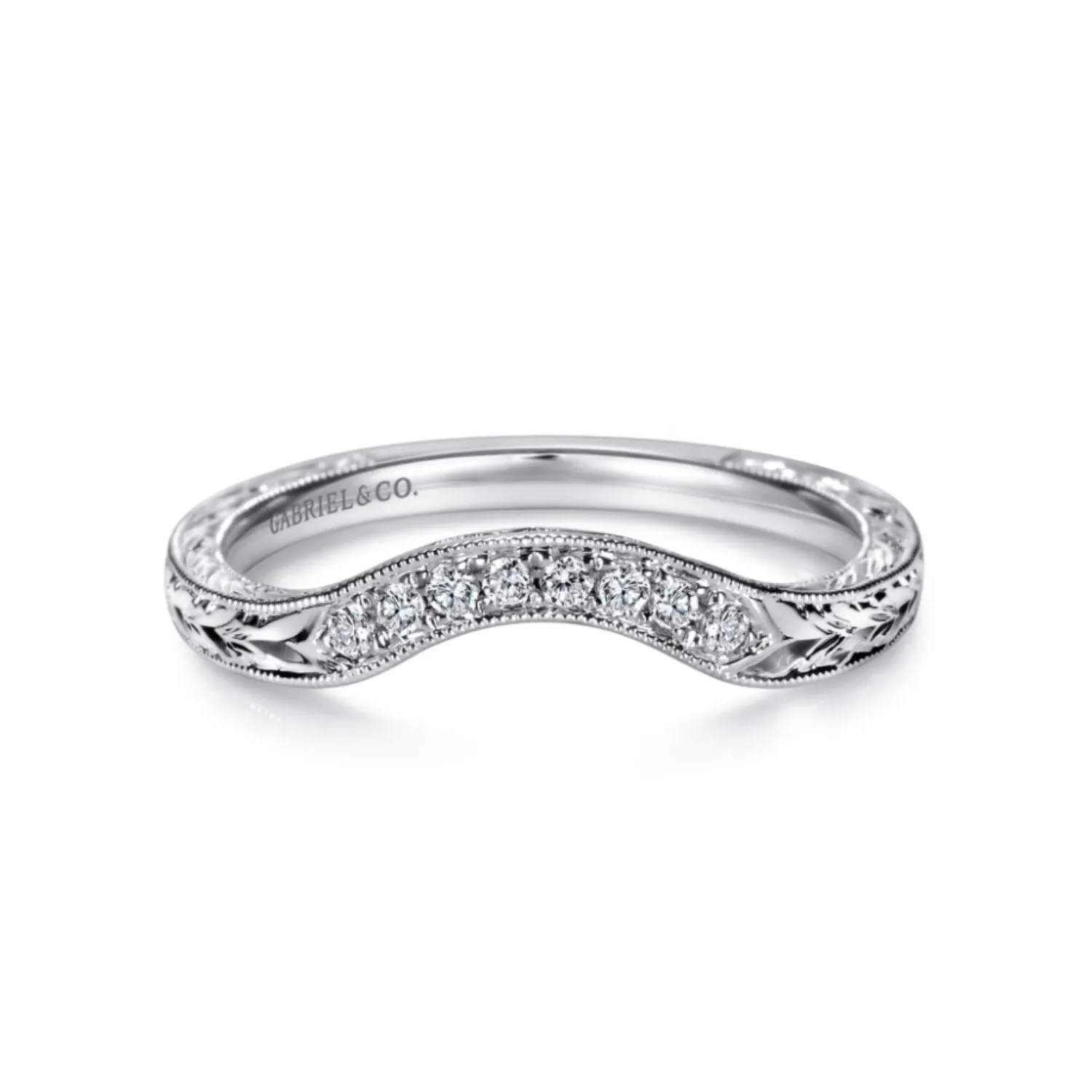 Gabriel & Co. "Girasol" Curved Diamond Wedding Band