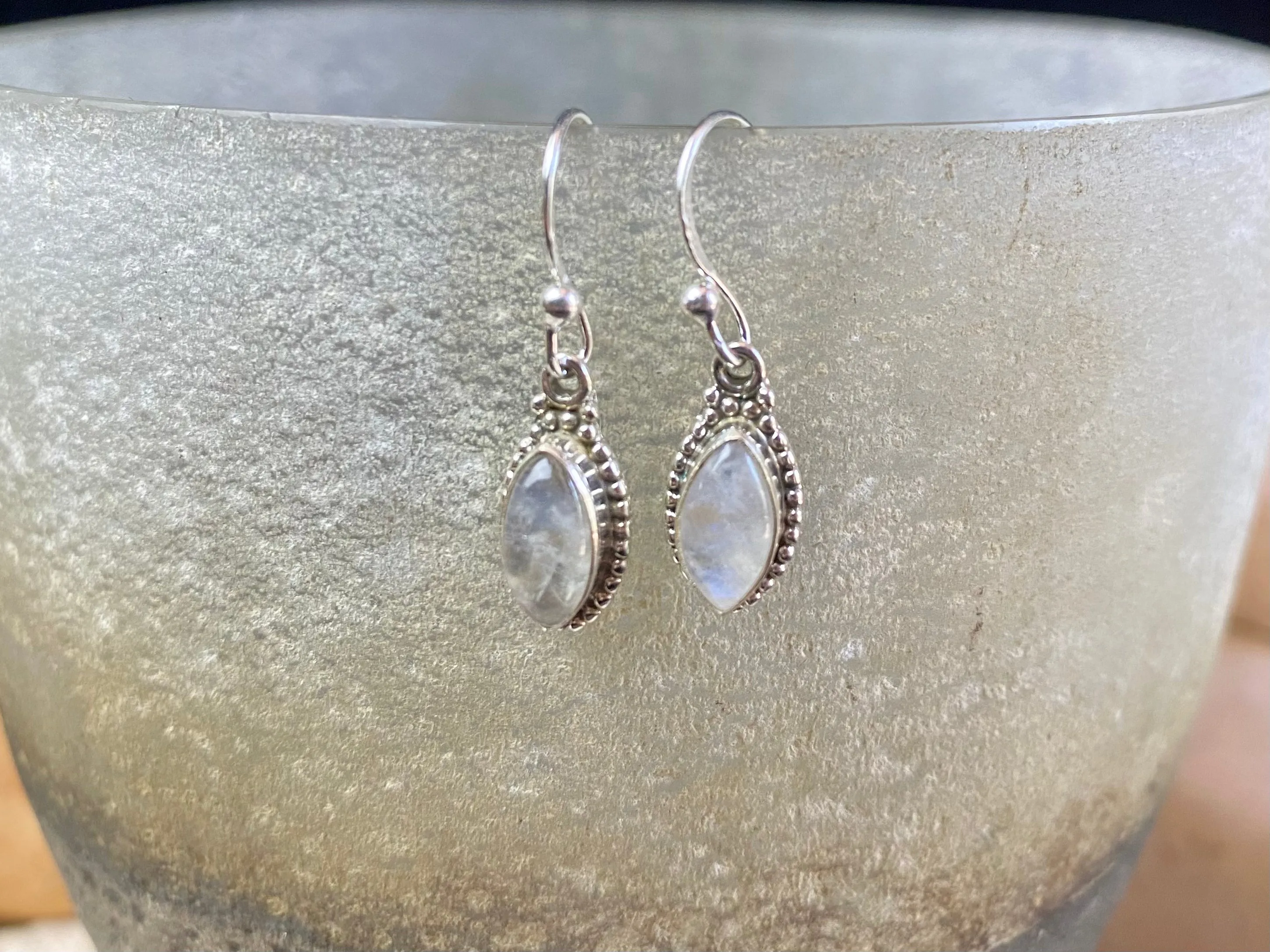 Gemstone And Silver Leaf Earrings