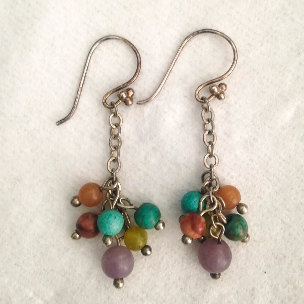 Gemstone Balloon Earrings with chain