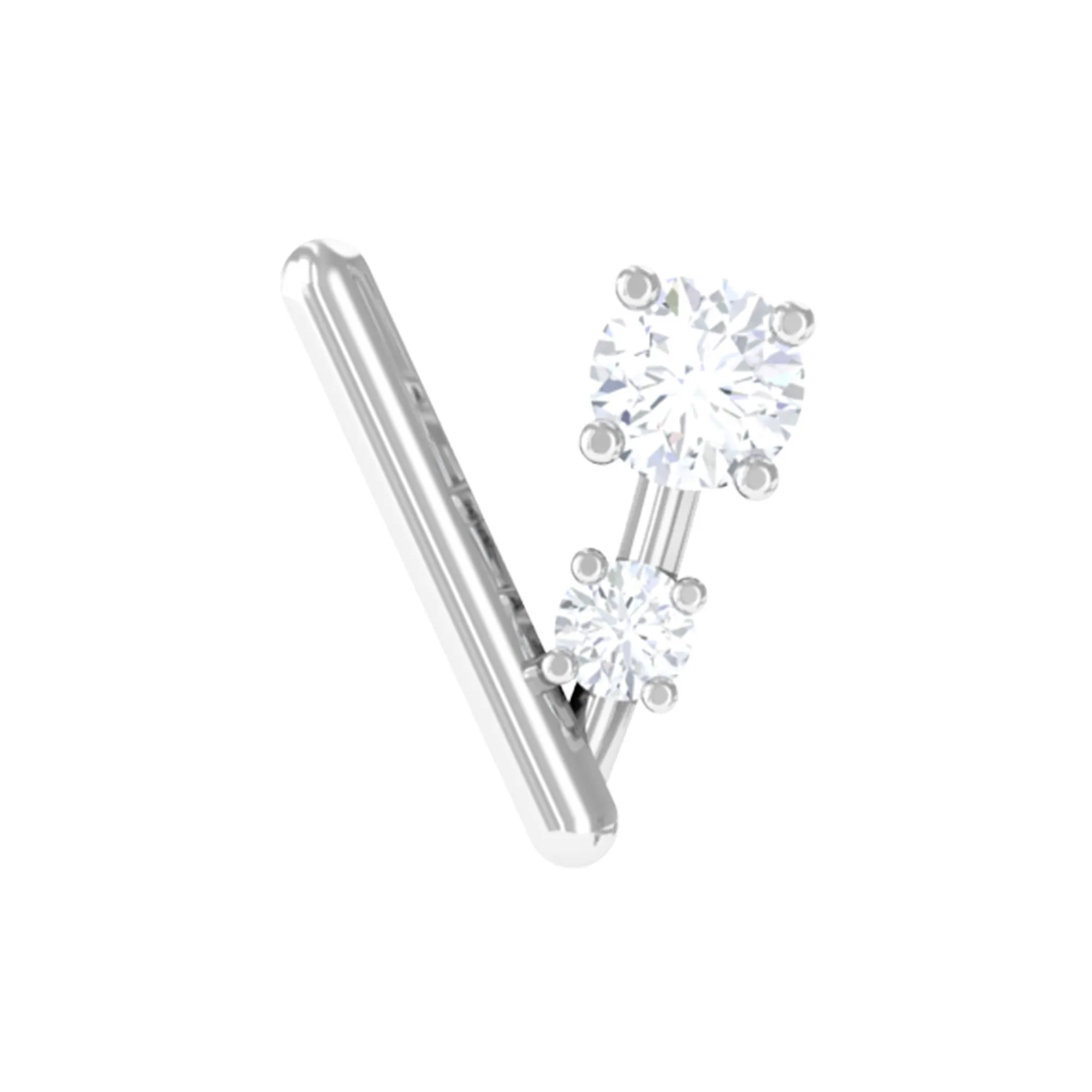 Genuine Round Cut Diamond Tiny Chevron Earring