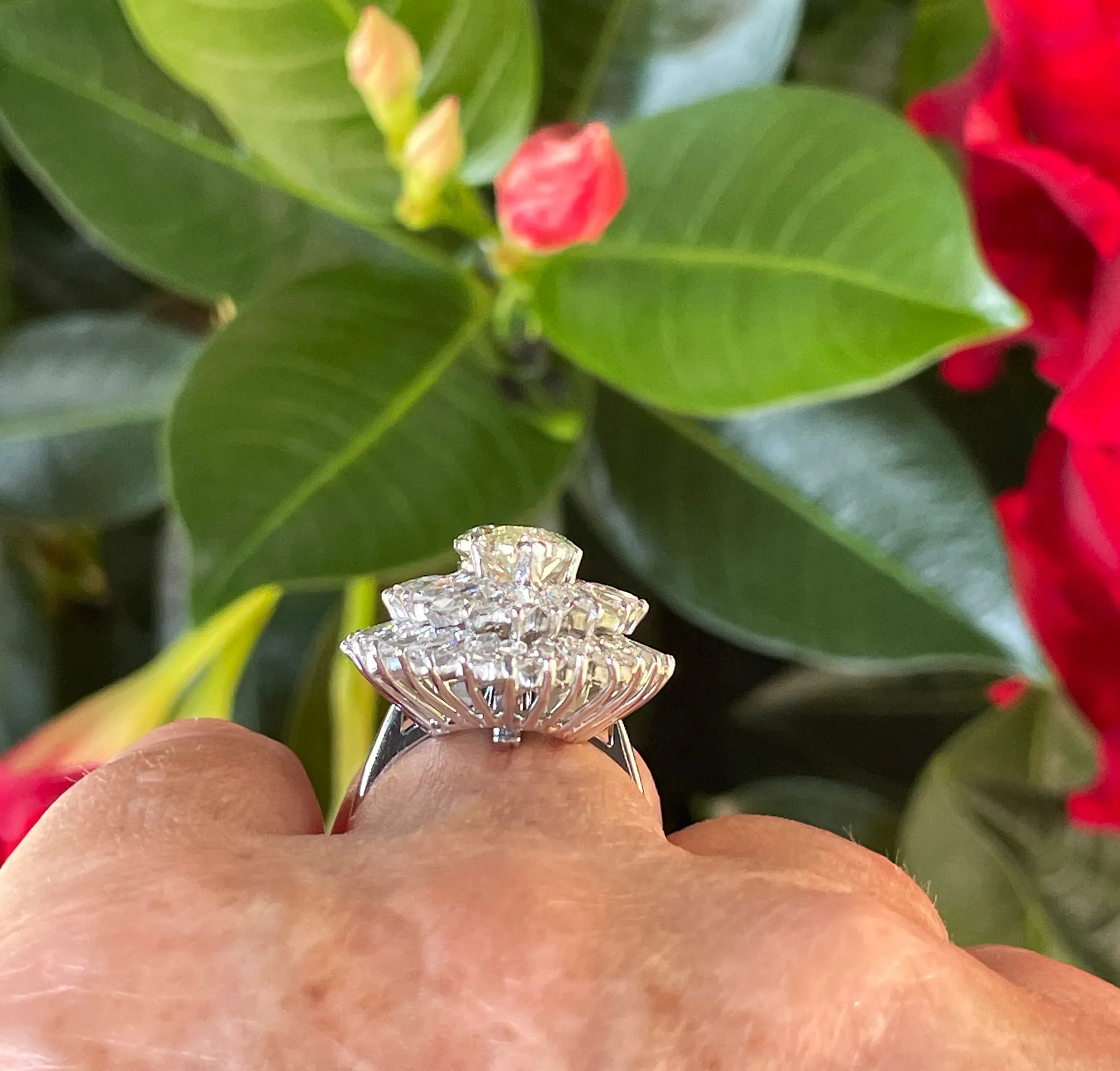 GIA 9.80ctw A Breathtaking Circa 1960s Estate "BALLERINA" Marquise Diamond Cocktail Ring by Palais