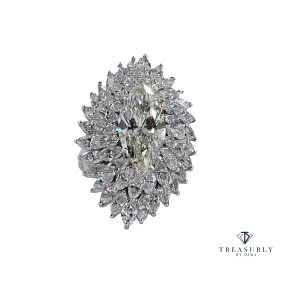 GIA 9.80ctw A Breathtaking Circa 1960s Estate "BALLERINA" Marquise Diamond Cocktail Ring by Palais