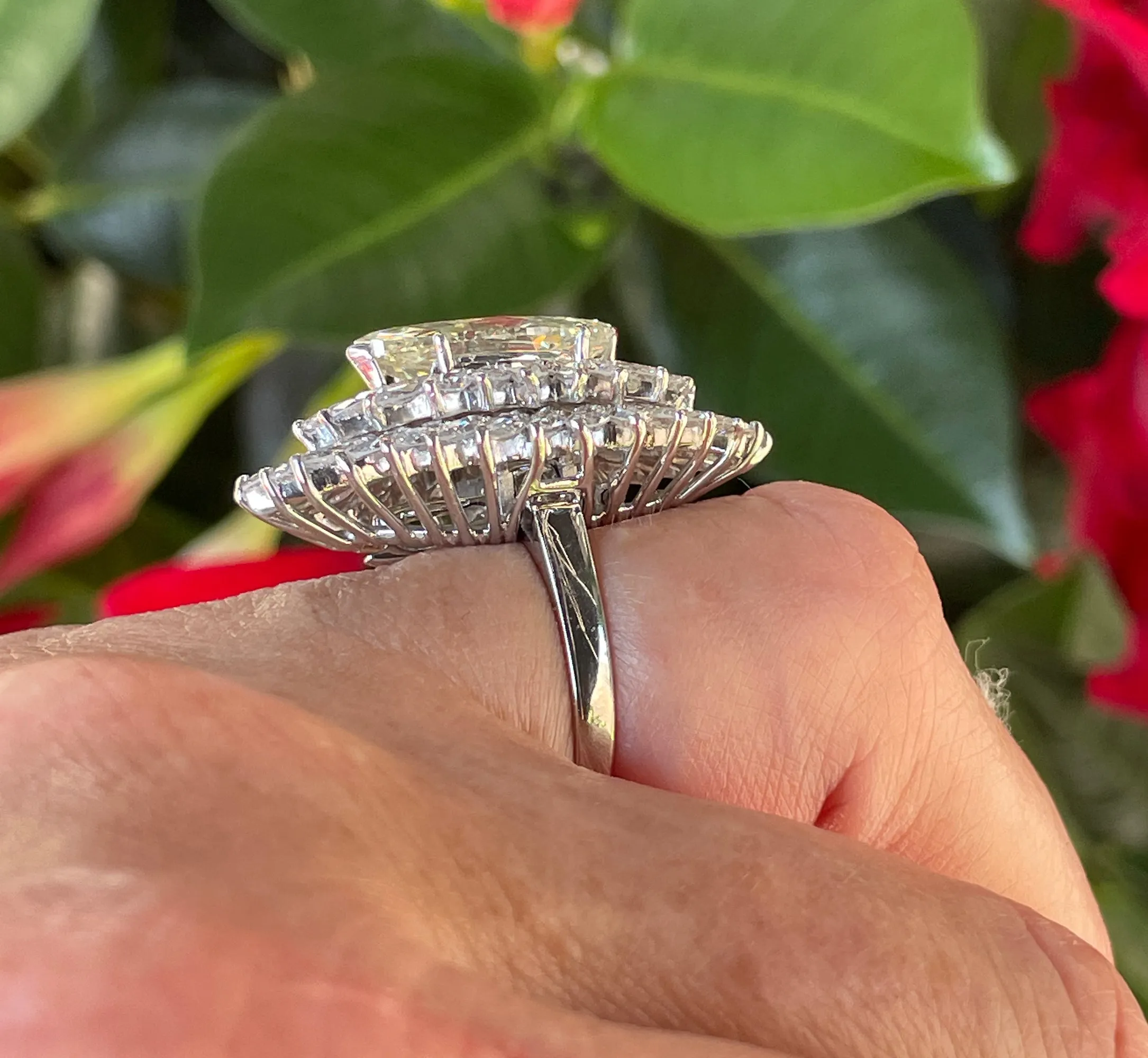 GIA 9.80ctw A Breathtaking Circa 1960s Estate "BALLERINA" Marquise Diamond Cocktail Ring by Palais