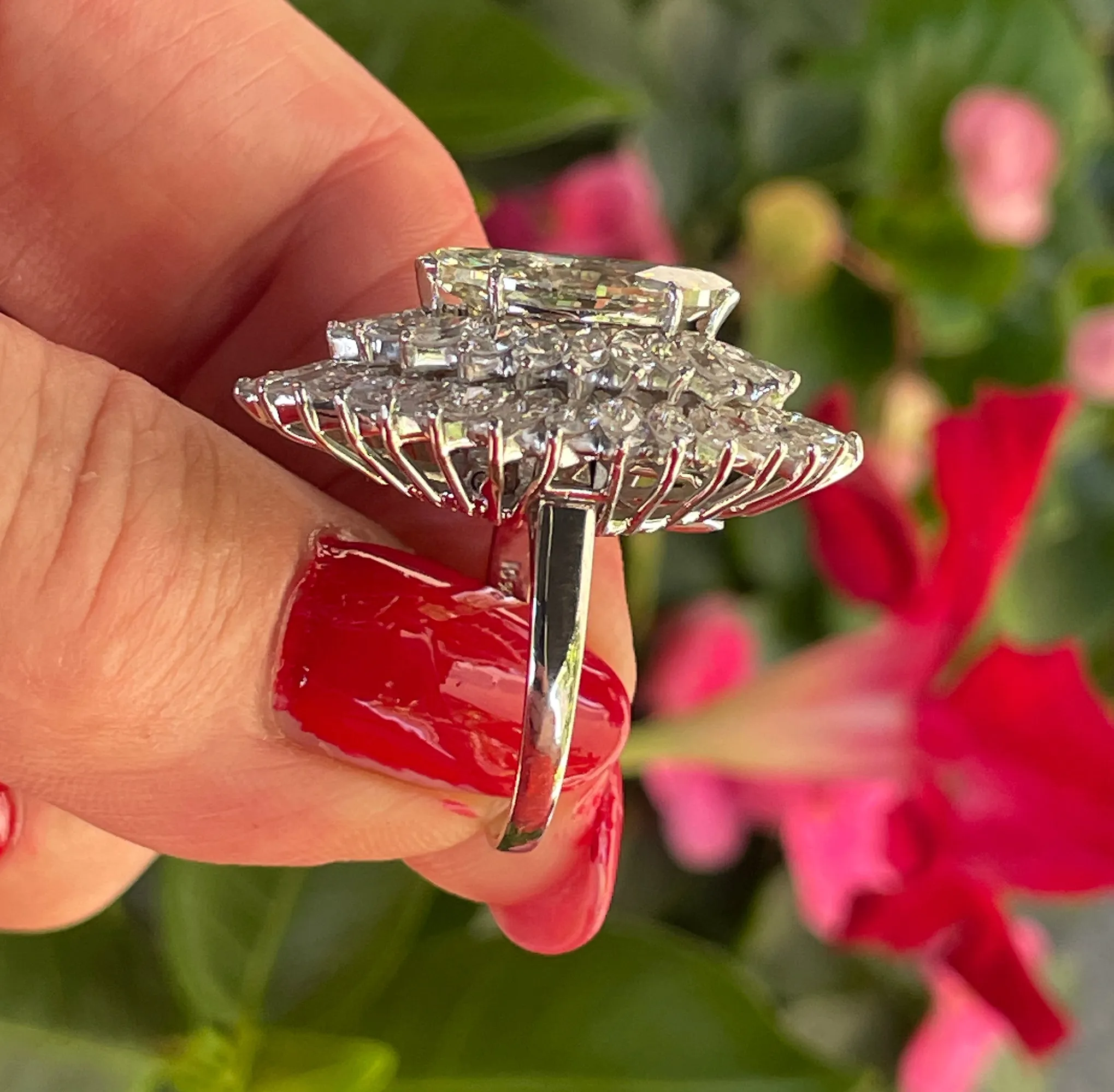 GIA 9.80ctw A Breathtaking Circa 1960s Estate "BALLERINA" Marquise Diamond Cocktail Ring by Palais