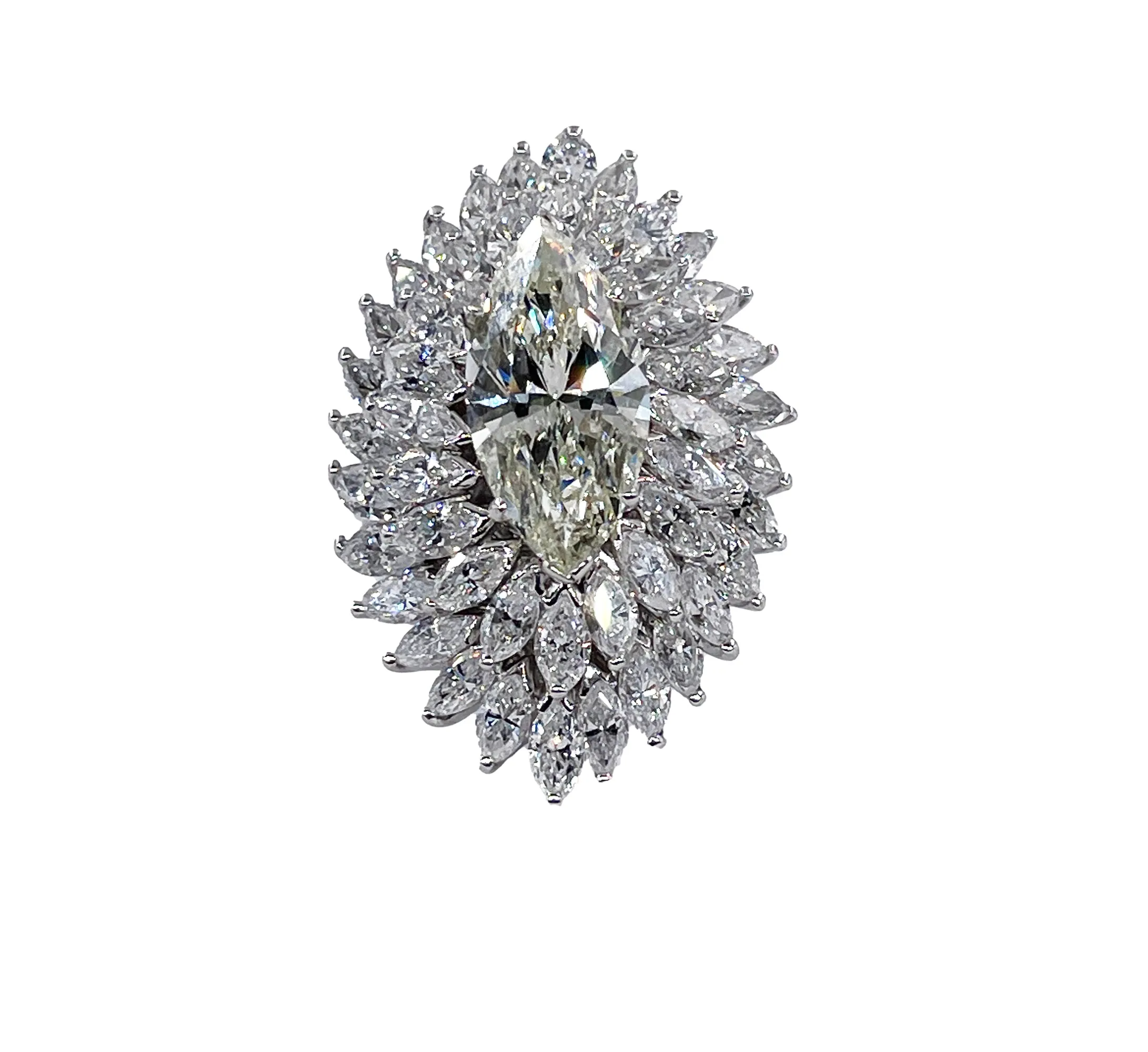 GIA 9.80ctw A Breathtaking Circa 1960s Estate "BALLERINA" Marquise Diamond Cocktail Ring by Palais