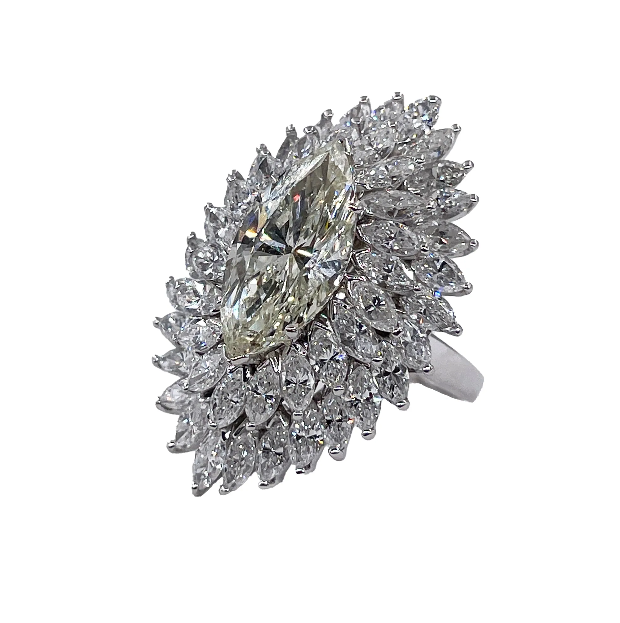 GIA 9.80ctw A Breathtaking Circa 1960s Estate "BALLERINA" Marquise Diamond Cocktail Ring by Palais