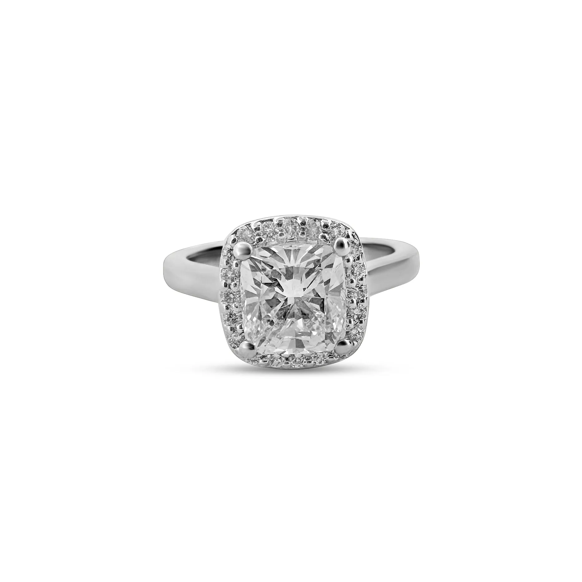 GIA Graded 1.53 Carats Cushion Cut Diamond with Halo Engagement Ring in 14k White Gold