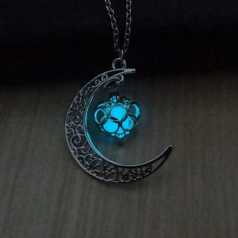 Glowing Pendant Necklaces Silver Plated Chain