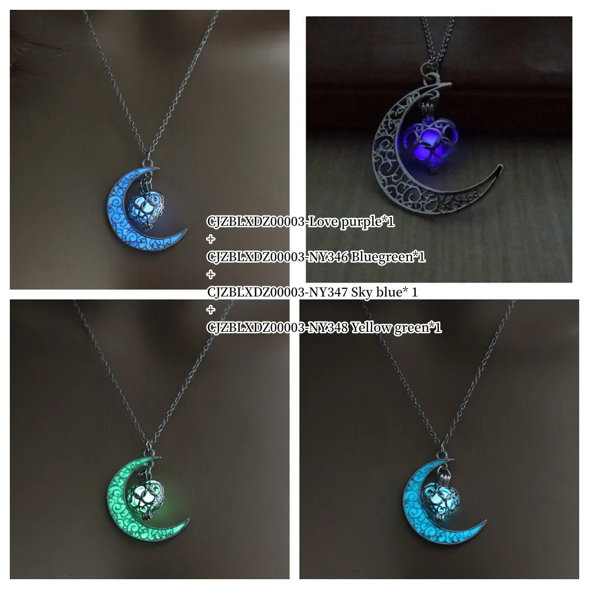 Glowing Pendant Necklaces Silver Plated Chain