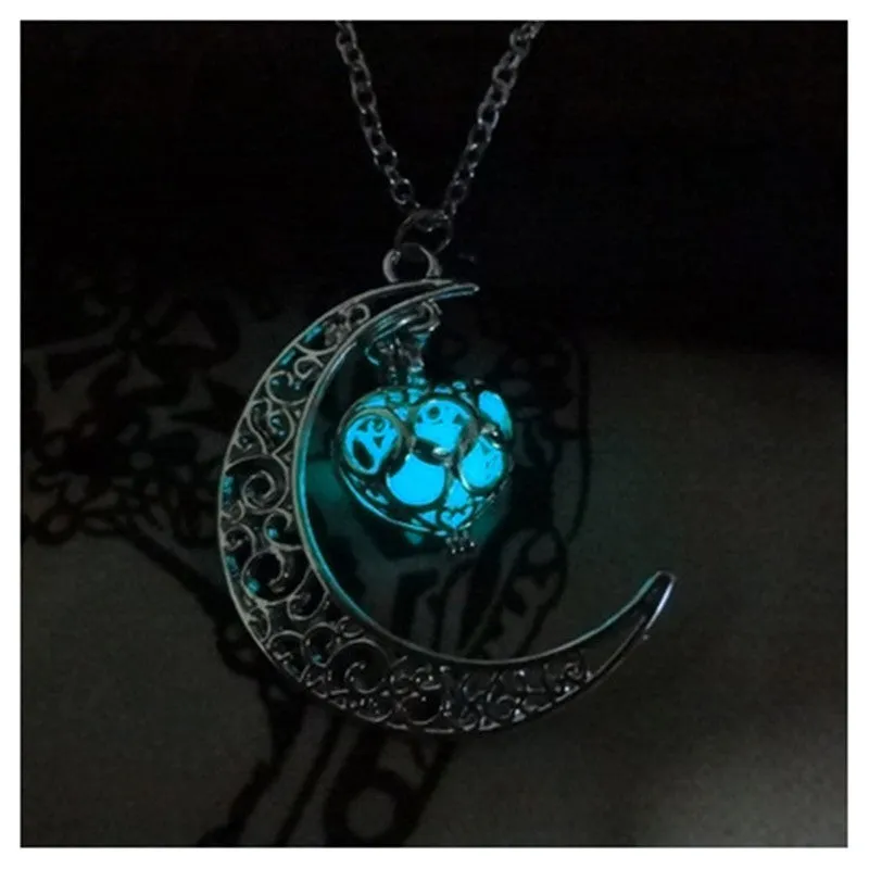 Glowing Pendant Necklaces Silver Plated Chain