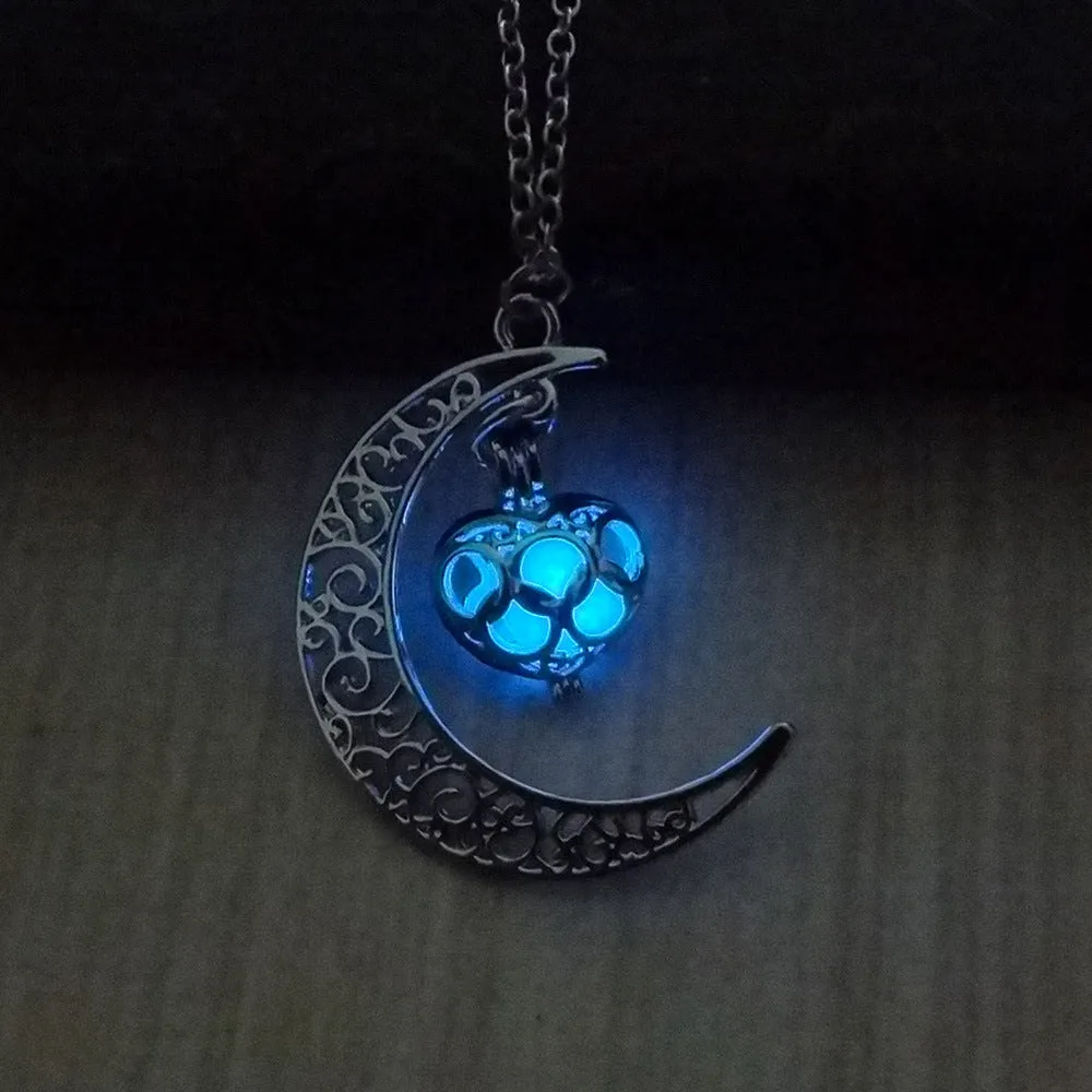 Glowing Pendant Necklaces Silver Plated Chain