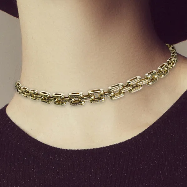 Gold & Diamond Heavy Link Necklace