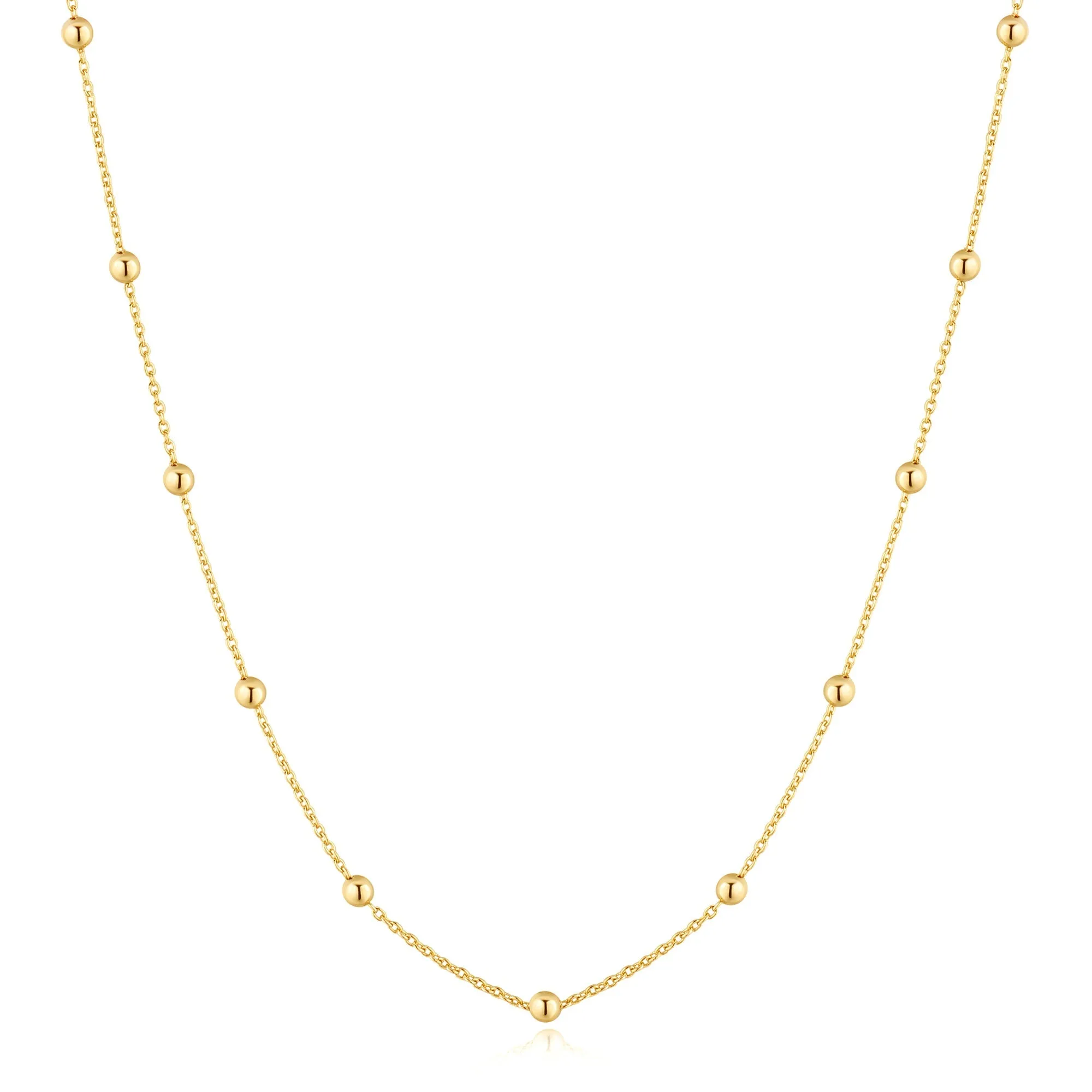 Gold Beaded Chain Necklace