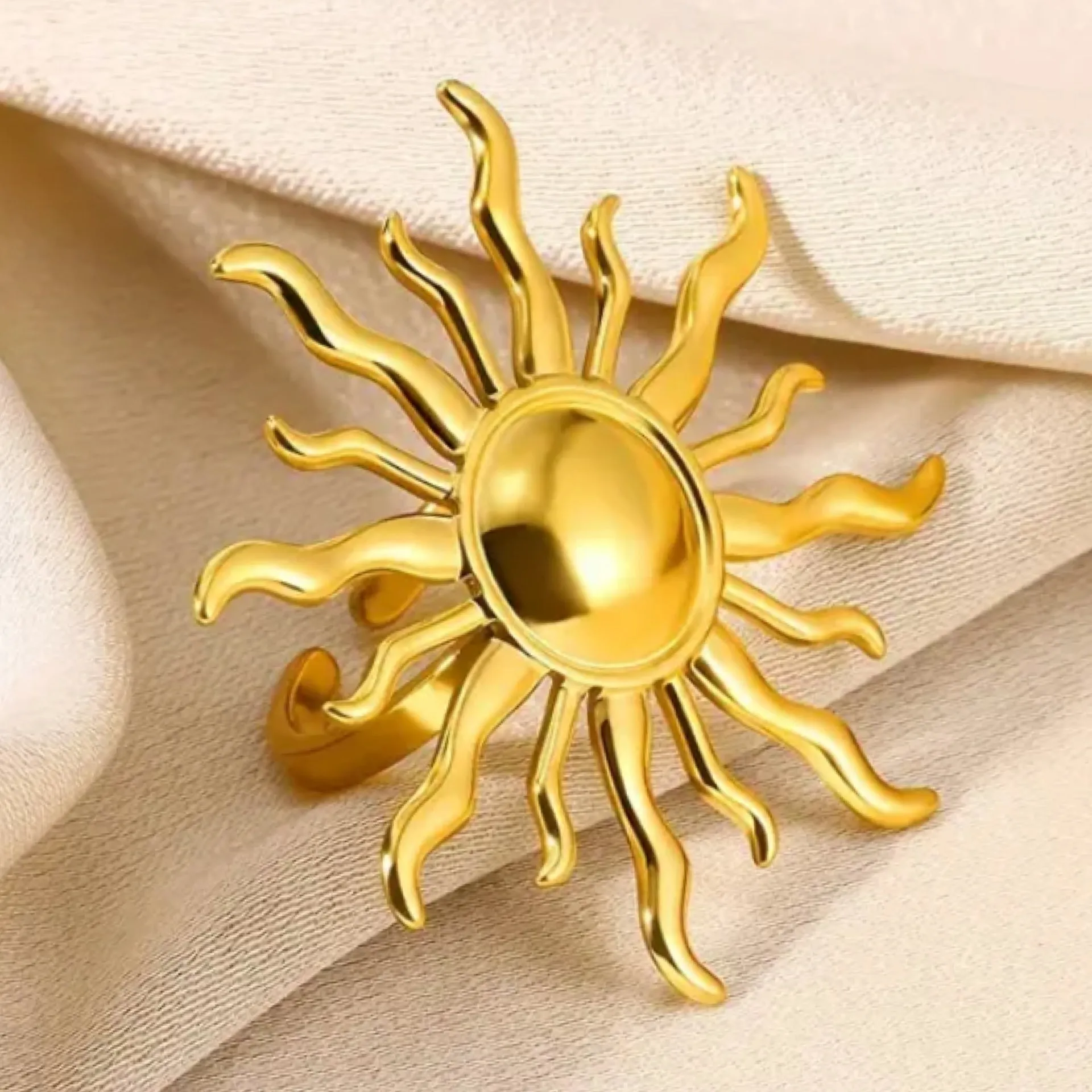 Gold Boho Sun Cuff Ring