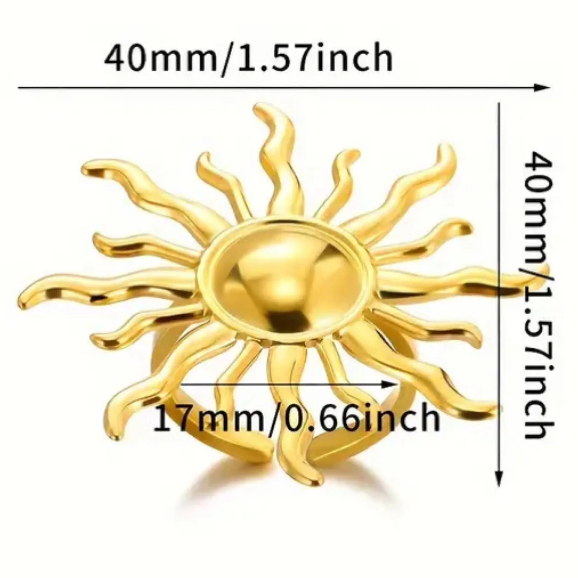 Gold Boho Sun Cuff Ring