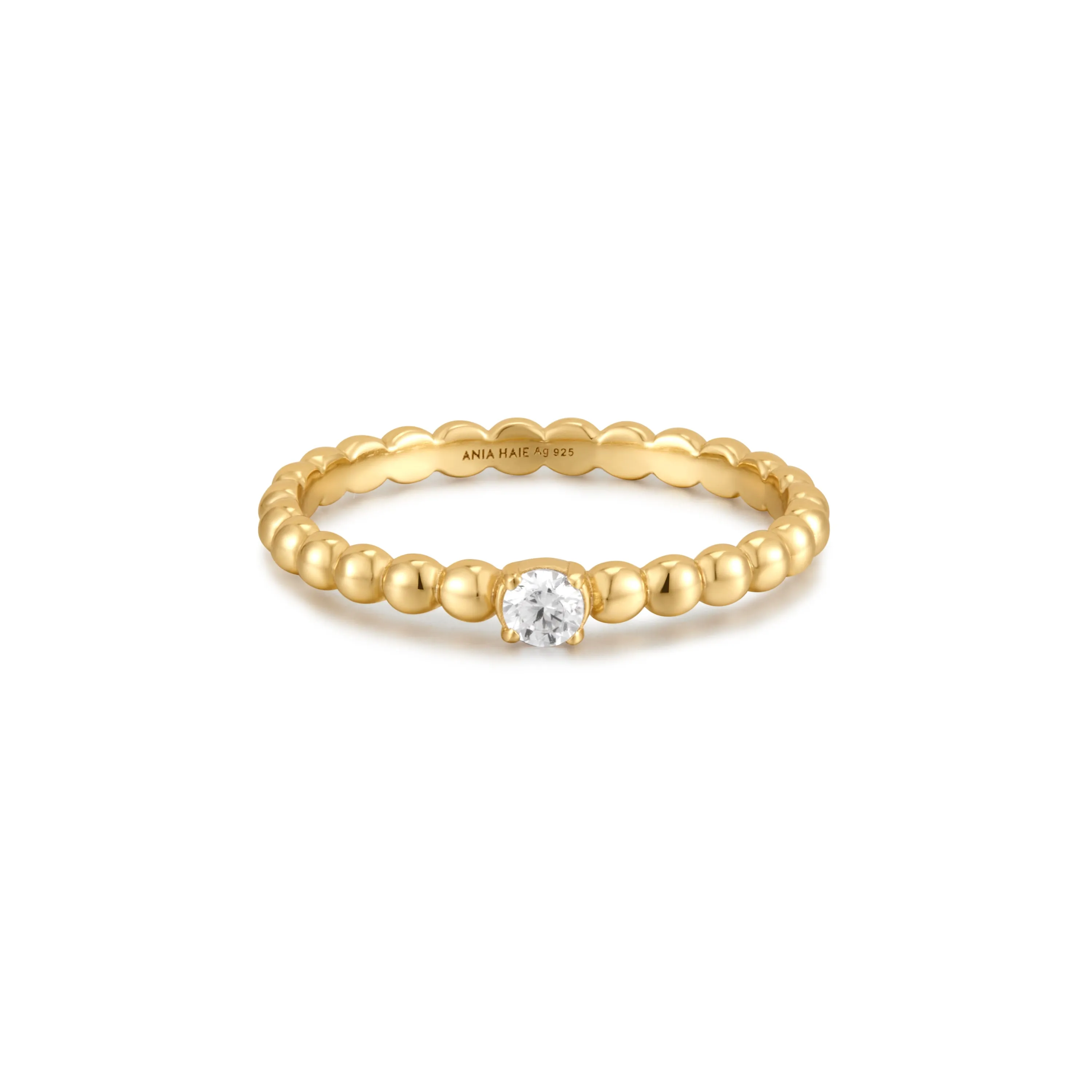 Gold Cubic Zirconia Round Dome Ring