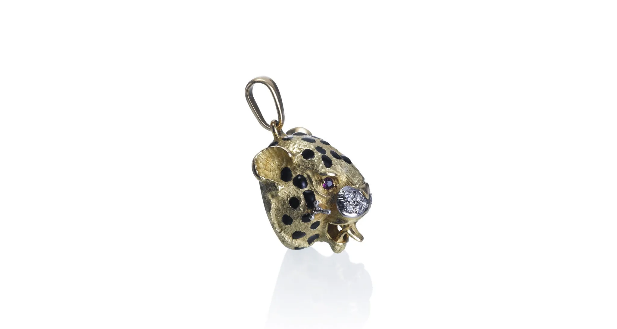 Gold, Diamond & Ruby Leopard Pendant