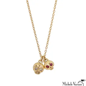 Gold Double Baby Skull Necklace