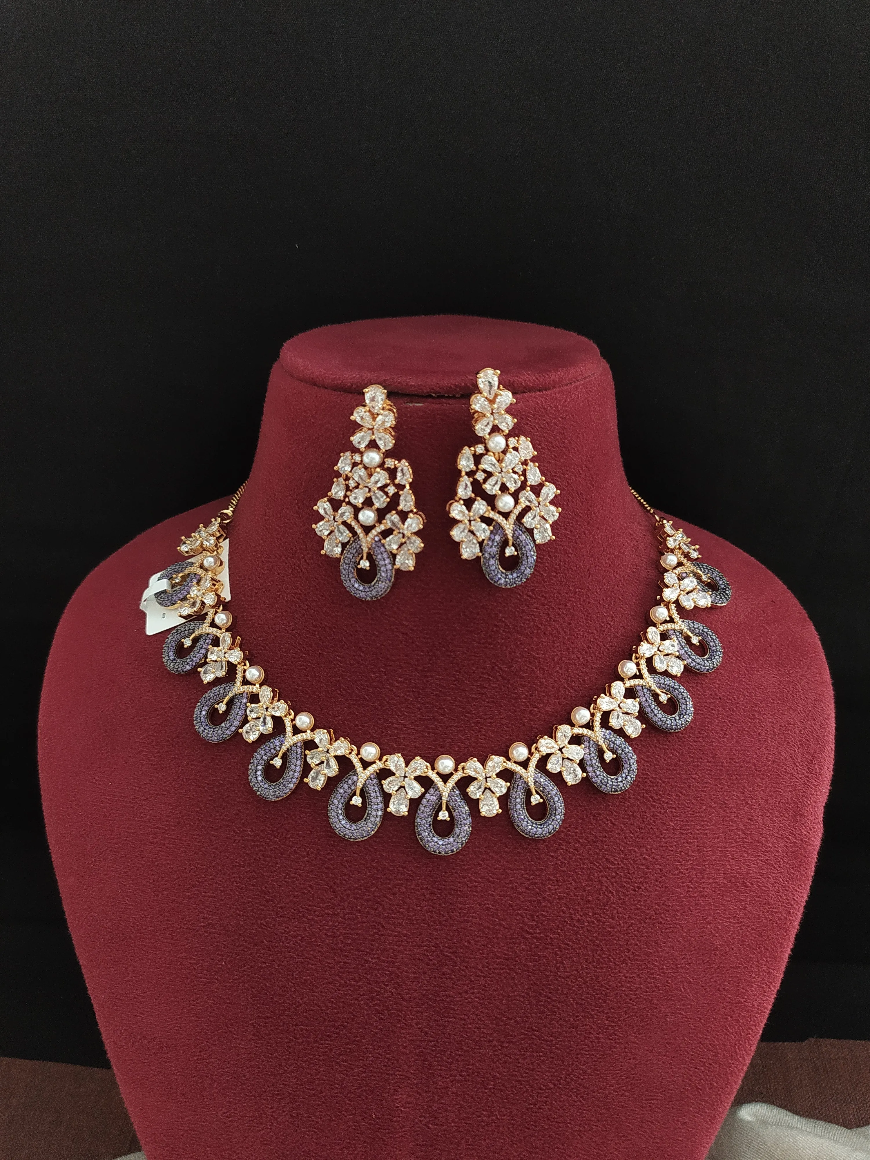 Gold Plated Diamond Necklace Set