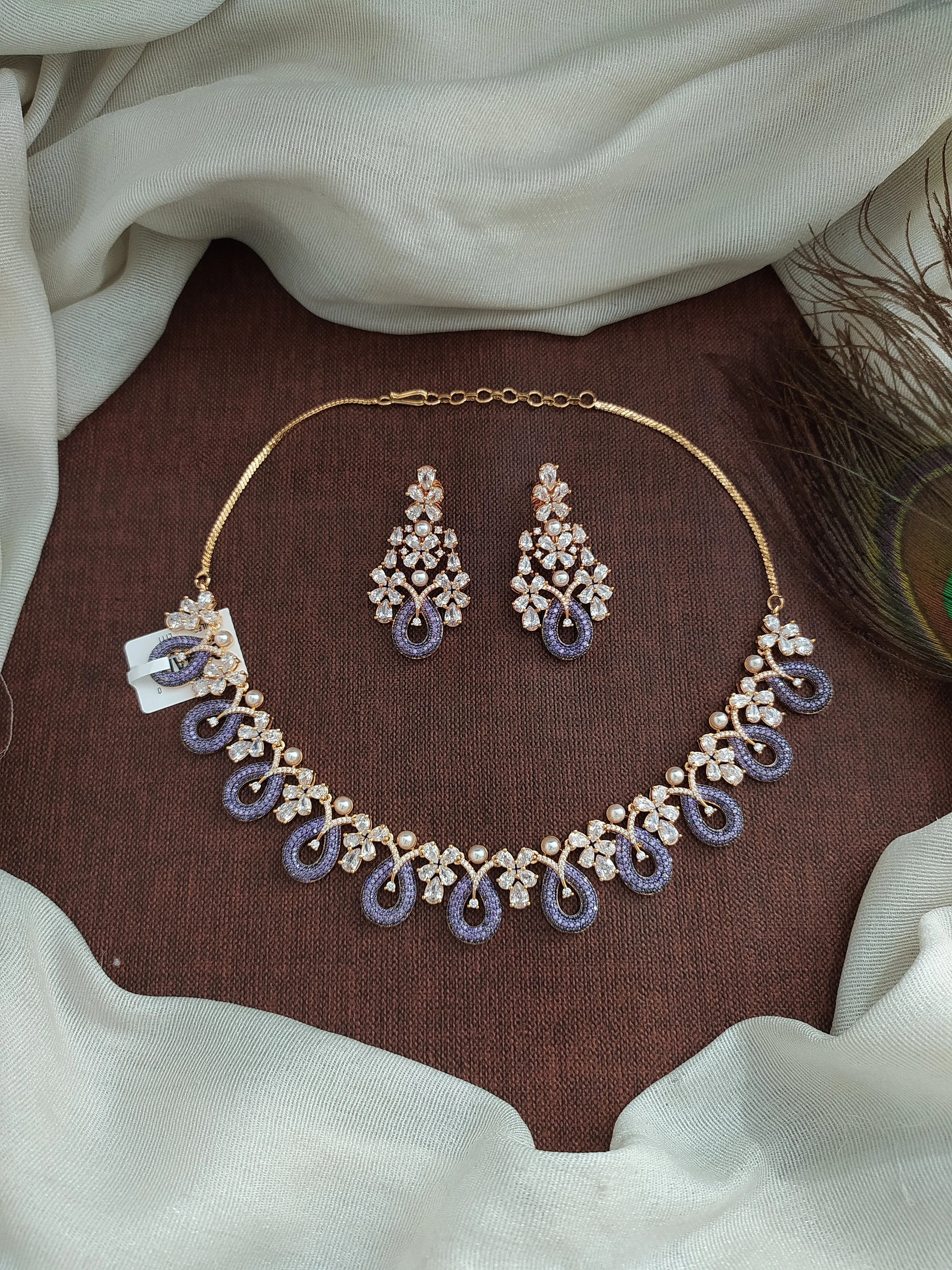 Gold Plated Diamond Necklace Set