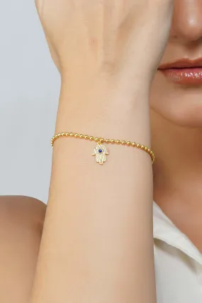 Gold Plated Protection Hamsa Hand Cuff Bracelet