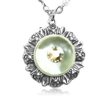 Golden Cream Crystal Vintage Button Pendant