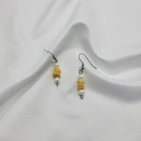 Golden Jade and Pearl Earrings (Clip and Pierced)