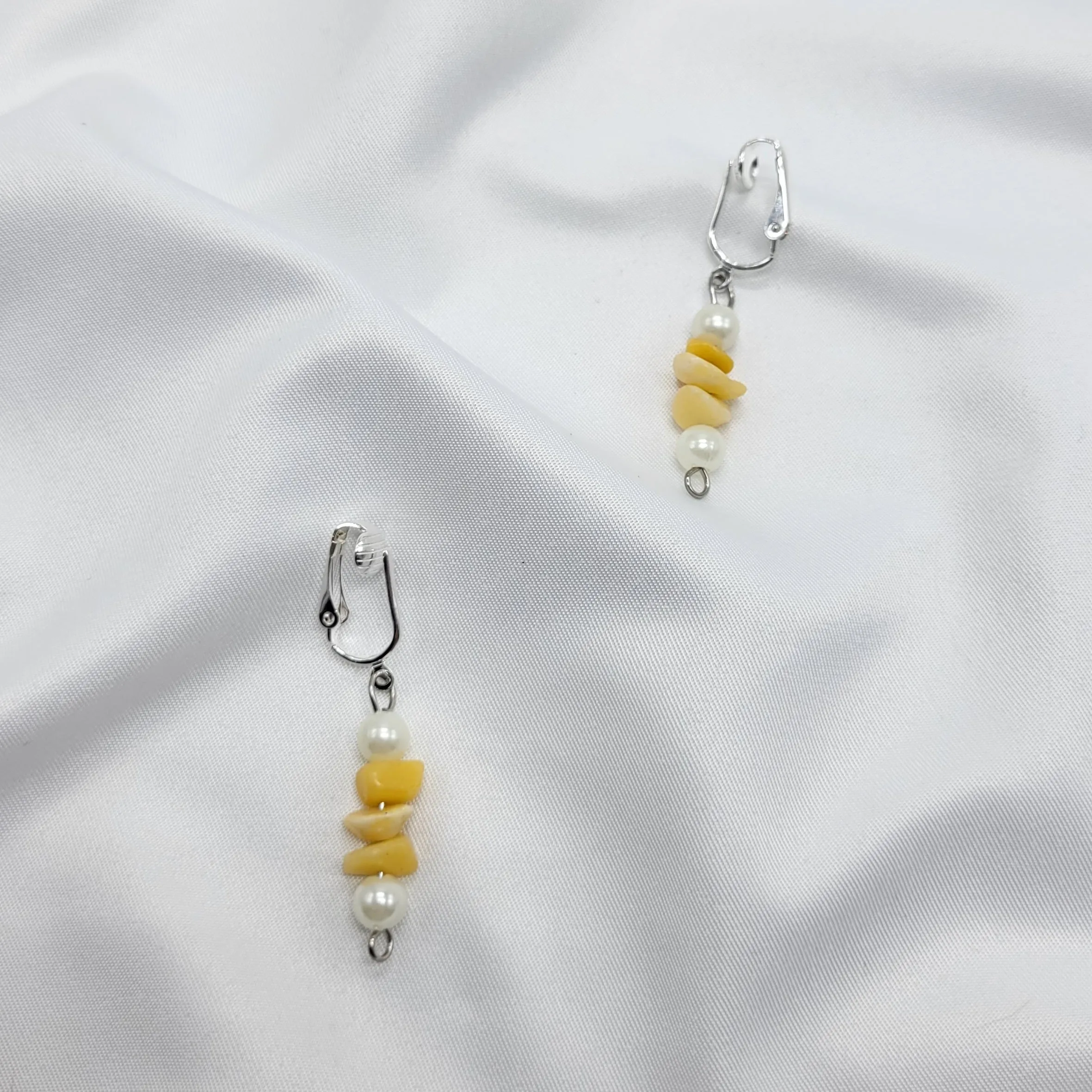 Golden Jade and Pearl Earrings (Clip and Pierced)