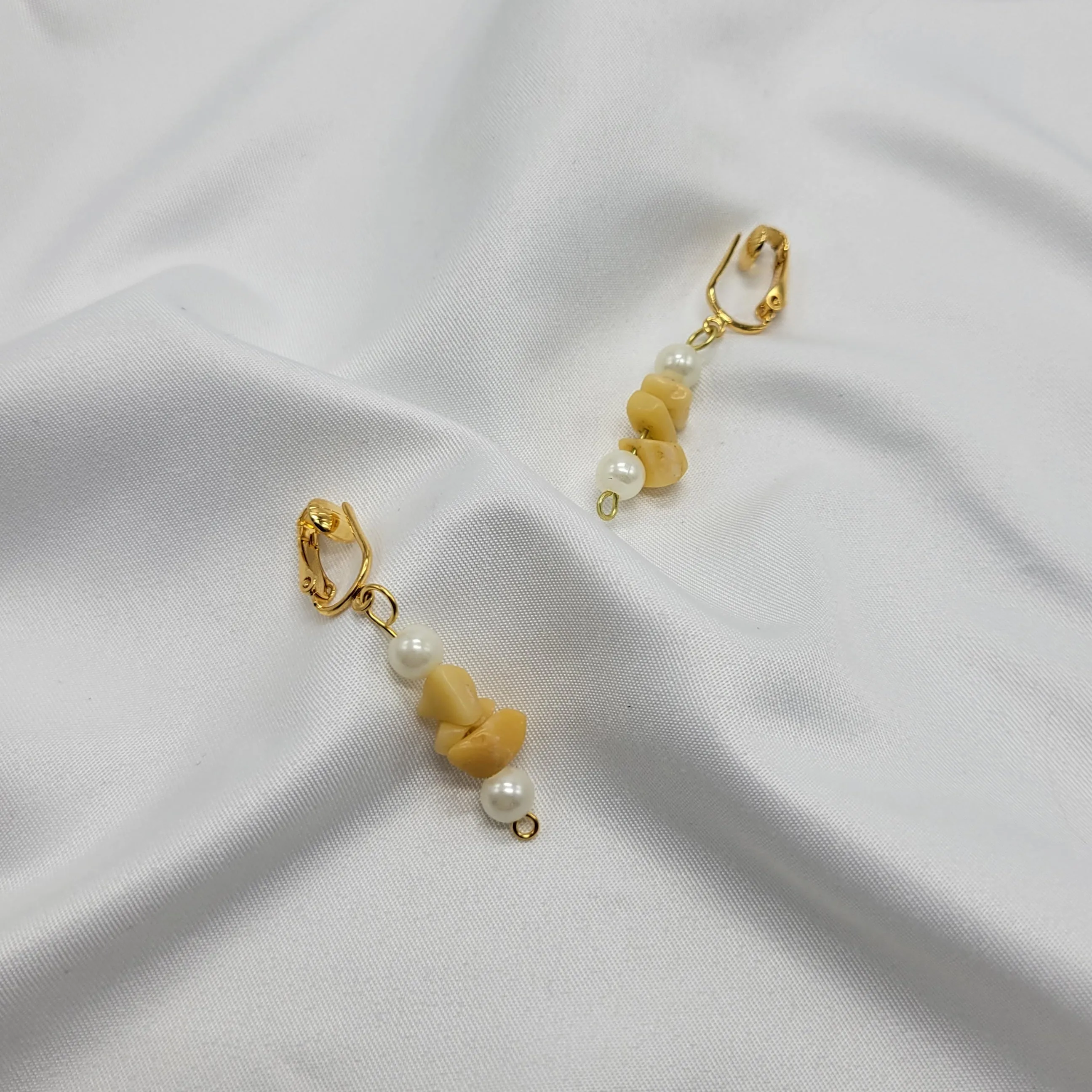 Golden Jade and Pearl Earrings (Clip and Pierced)