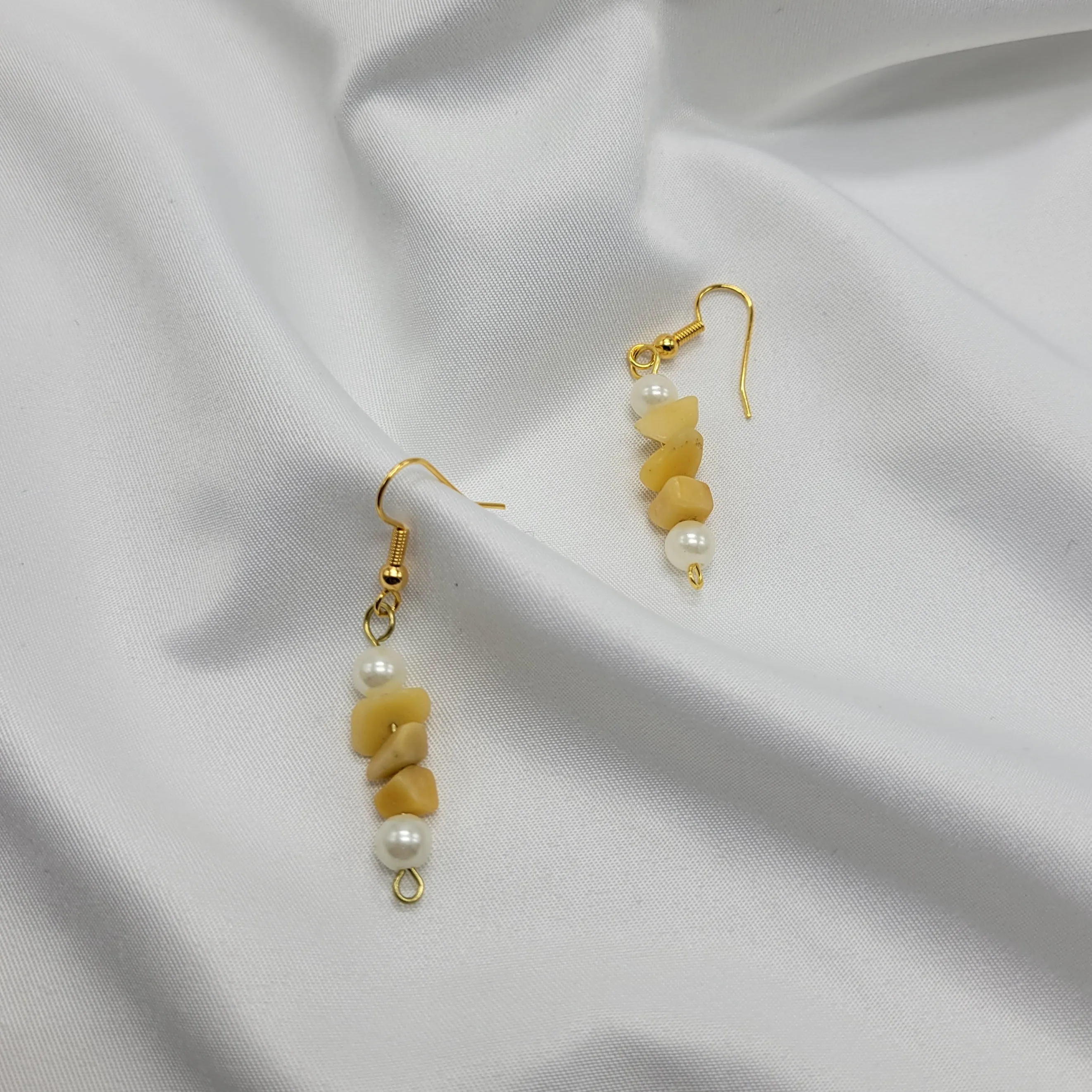 Golden Jade and Pearl Earrings (Clip and Pierced)