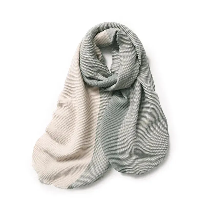 Gradient Mixed-color Scarf Winter Double-sided Wrinkled Imitation Cashmere Scarf Popular Versatile And Elegant Shawl For Women