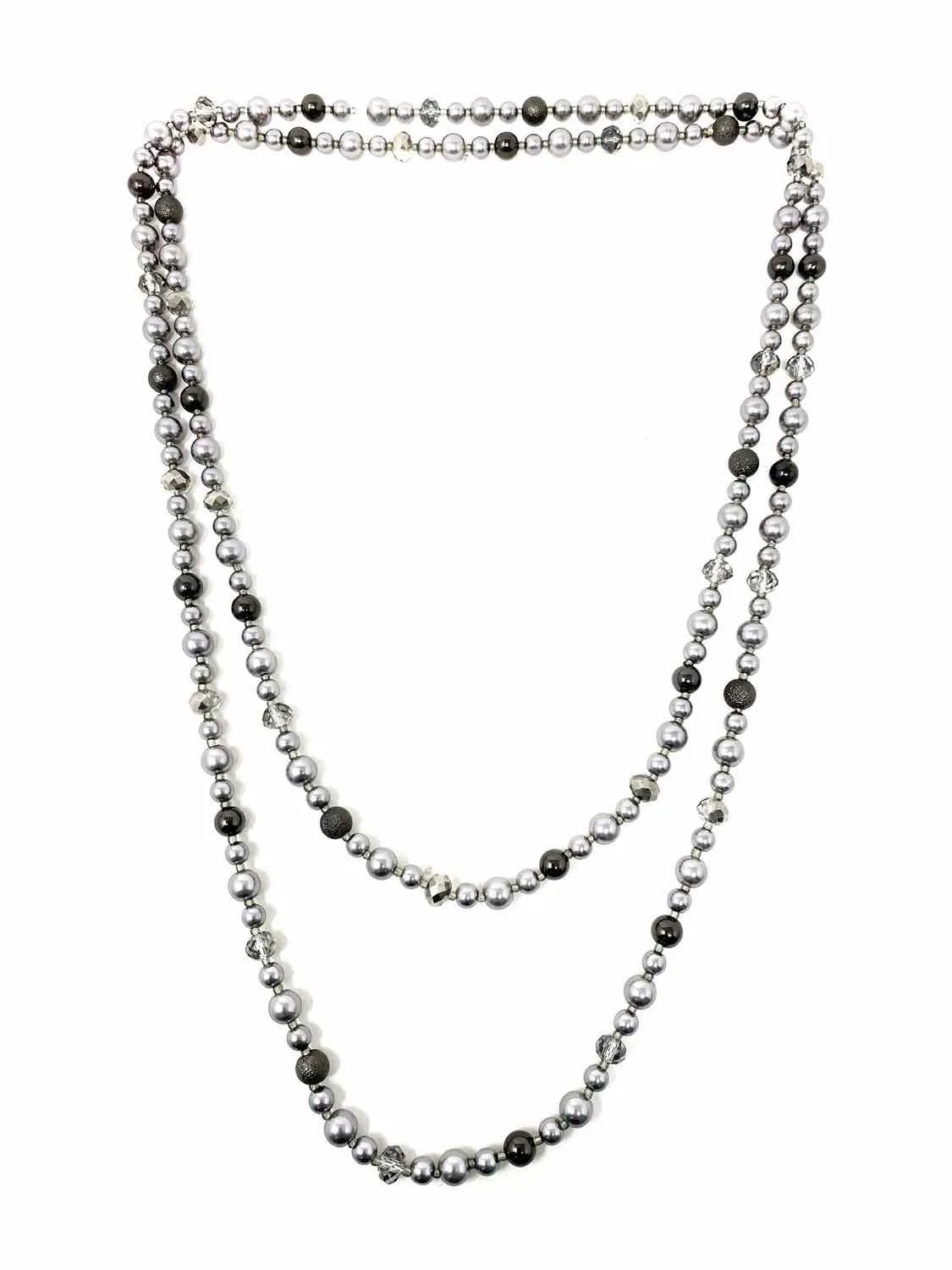 Gray Beaded Faux Pearl Necklace