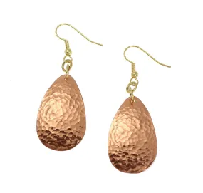 Hammered Copper Medium Tear Drop Earrings