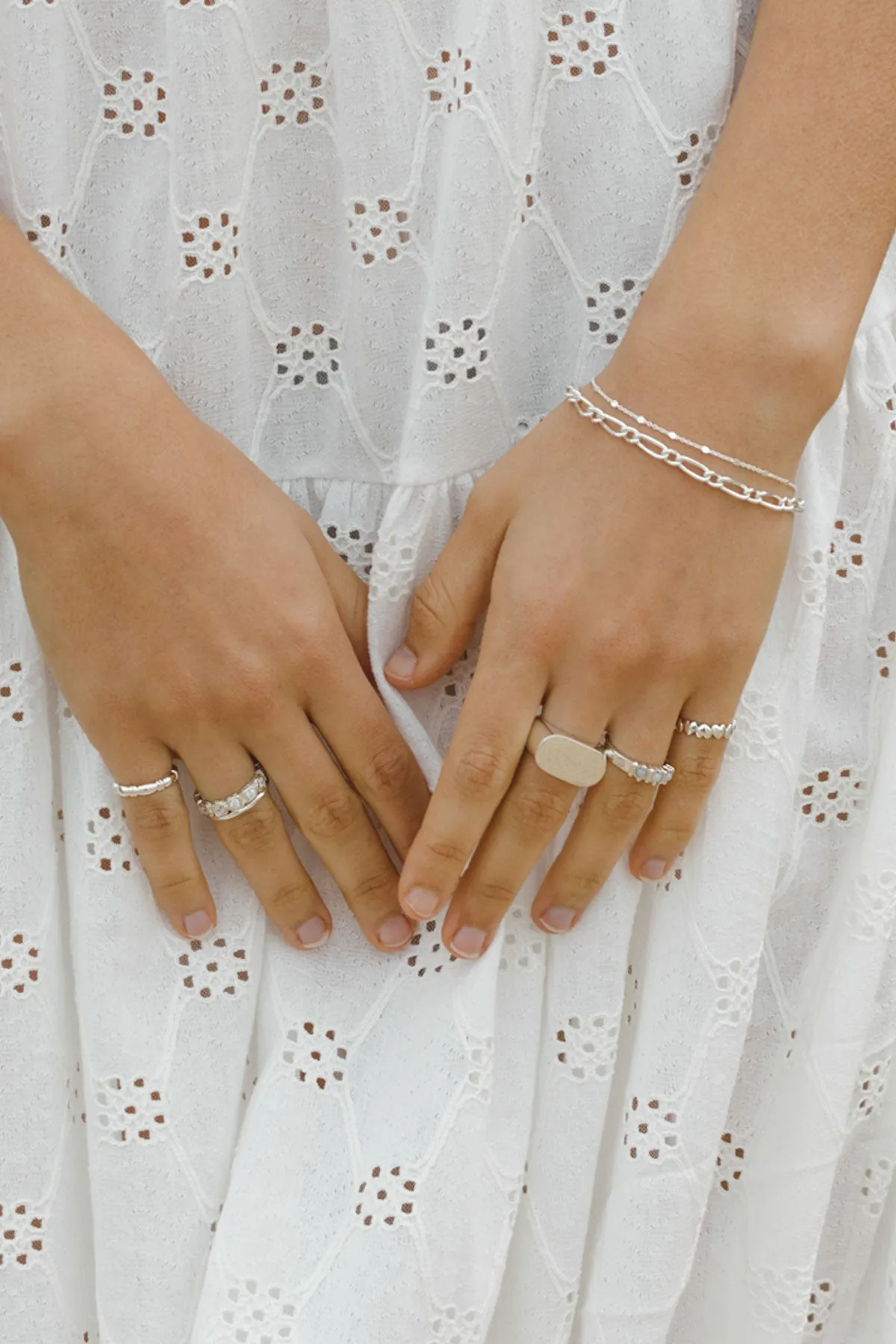 Hammered stacking ring silver