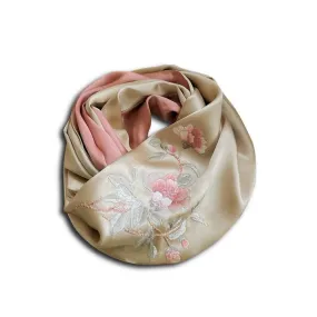 Handcrafted Suzhou Embroidery 100% Mulberry Silk Scarf  155x35cm