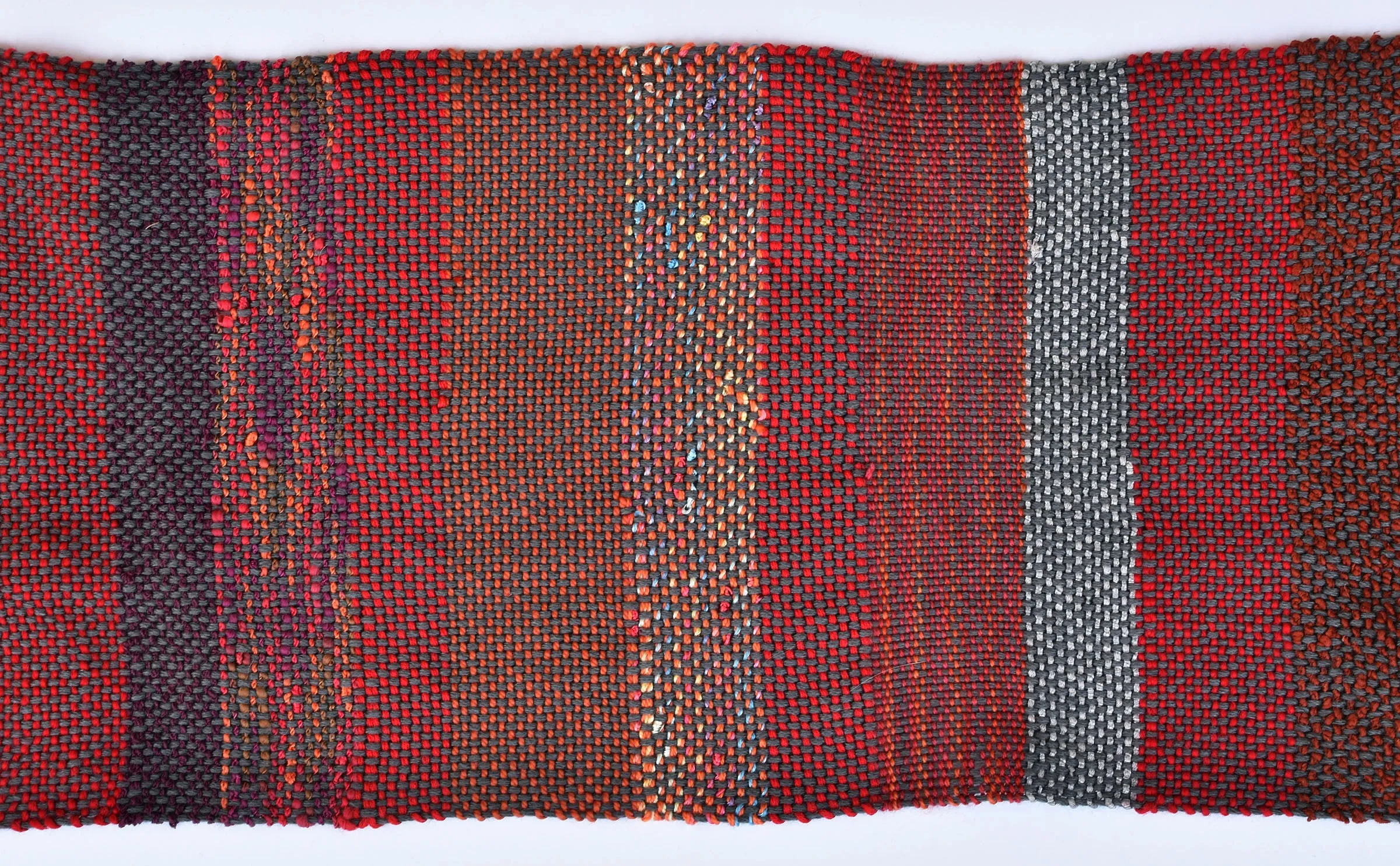 Handwoven Scarf, "Brick Red," 8.5 x 72 inches