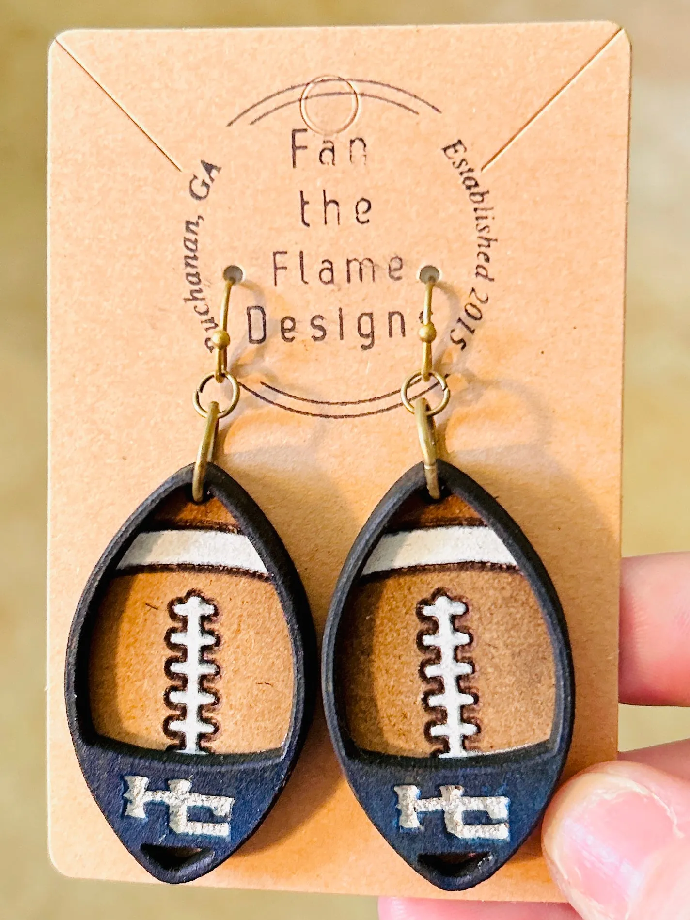 HC Football Handmade Dangle Earrings